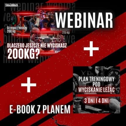 E-book "Przewodnik po wyciskaniu leżąc" z planem treningowym pod wyciskanie leżąc 3 i 4 dni + WEBINAR "Dlaczego jeszcze nie wyciskasz 200 kg?"